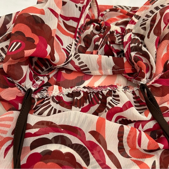 A. Byer Multicolor Rose Floral Tunic Top With Attached Brown Tank Top Size M - Picture 5 of 12